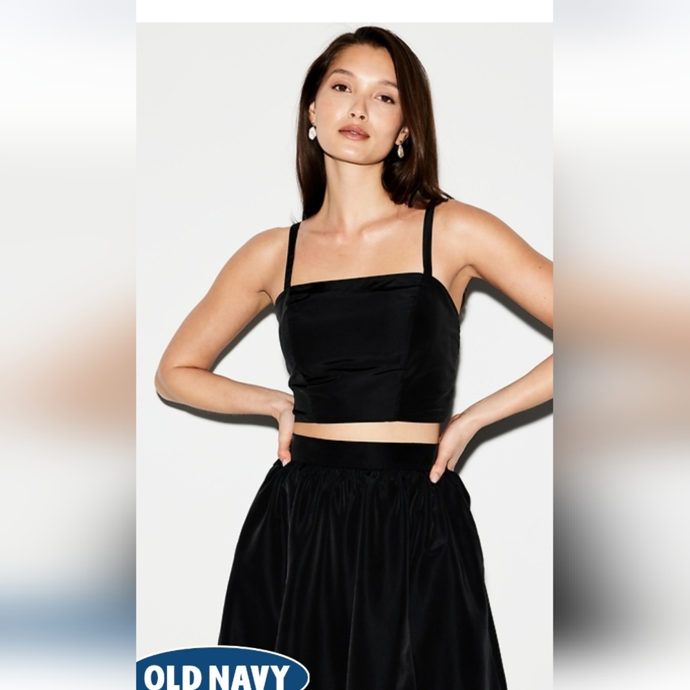 Old Navy Women's Elegant Black Taffeta Crop Top